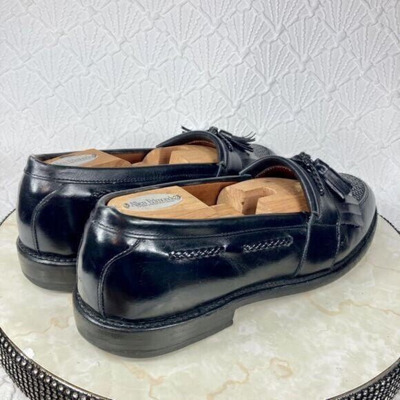 Allen Edmonds Shoes Mens Size 10.5 Black Leather Basket Weave Tassel Loafers - Picture 9 of 14
